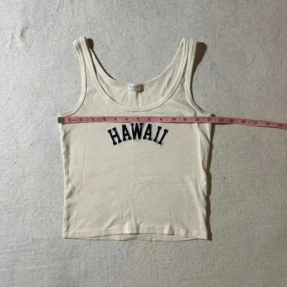 Brandy Melville John Galt Women's XS/S Cream and Navy Hawaii Summer Tank Top - Picture 4 of 5
